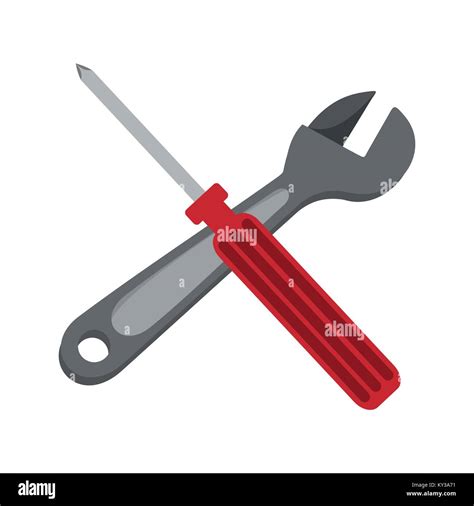 Simple Wrench And Screwdriver Cross Vector Illustration Graphic Design