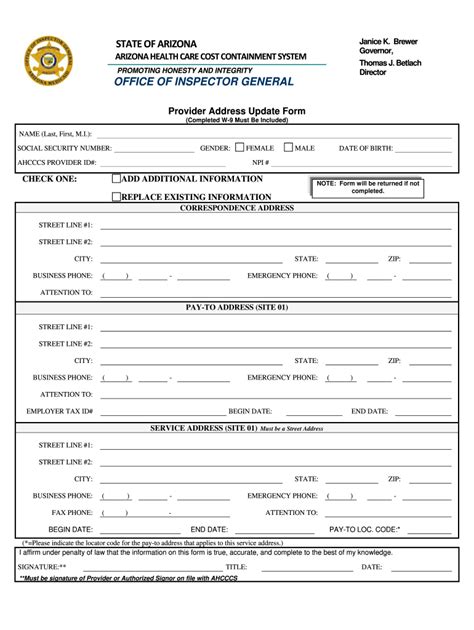 2012 Az Ahcccs Provider Address Update Form Fill Online Printable Fillable Blank Pdffiller