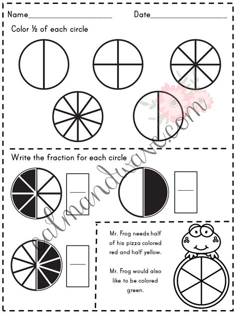 Free One Half Fraction Printable Worksheet Calm And Wave