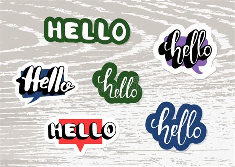 Set of Hello Stickers for Banner. Vector Illustration. Stock ...