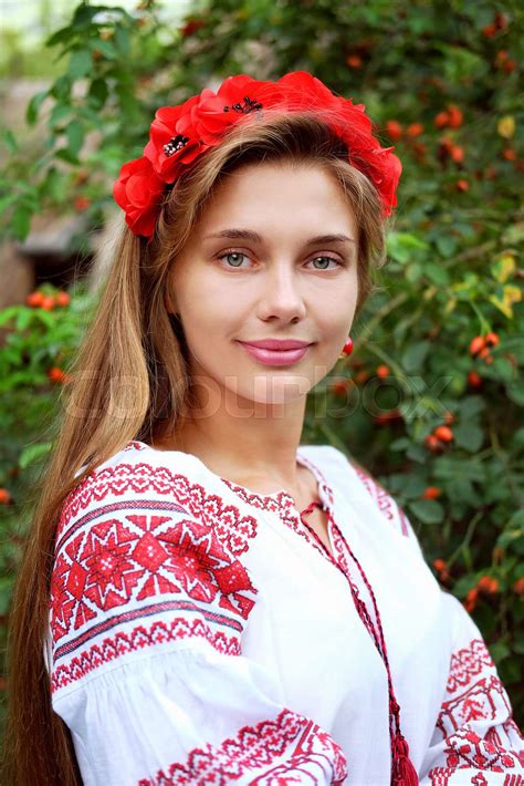 Beautiful Slavonic Girl In Traditional Costume Stock Image Colourbox