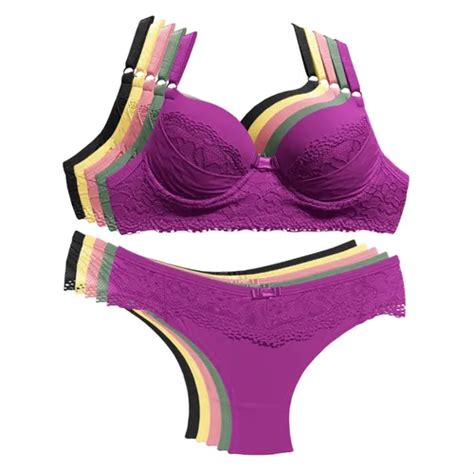 Lingerie Kit 5 Conjuntos Calcinha Sutiã Bojo Atacado Frete grátis