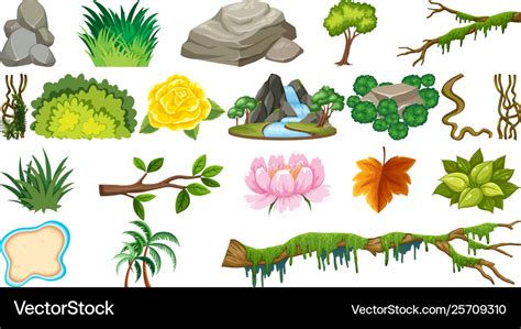 Set natural objects Royalty Free Vector Image - VectorStock