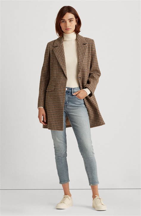 Lauren Ralph Lauren Houndstooth Wool Blend Coat Nordstrom School