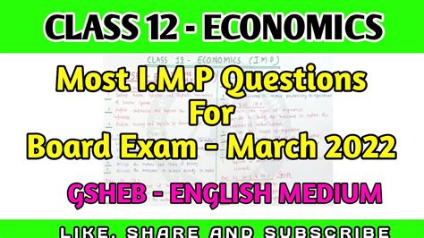 Economics Imp March 2022 Class 12 Eco Imp Questions March 2022