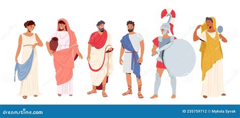 Roman People In Traditional Clothes Ancient Rome Citizen Male And