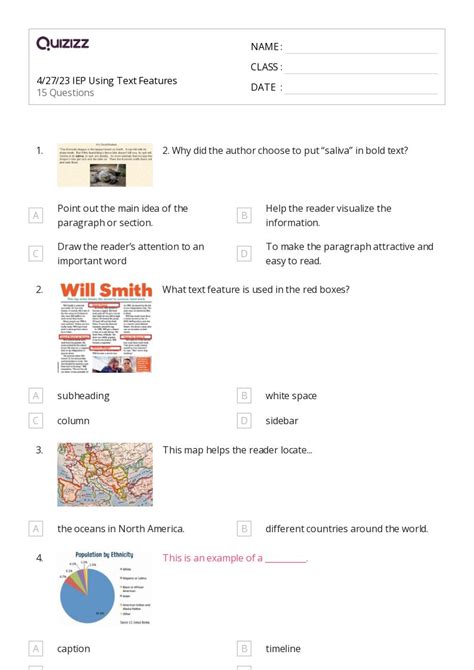 50+ Using Text Features worksheets on Quizizz | Free & Printable