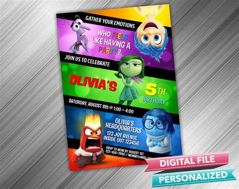 Inside Out Birthday Invitation And Printable Party Decoration Digital