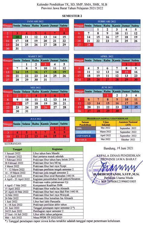 Kalender Pendidikan Tahun Pelajaran 2022 2023 Jawa Barat