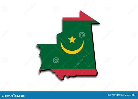 Outline Map Of Mauritania With The National Flag Stock Illustration