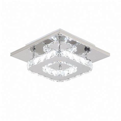 Yansun Light Square Chrome Crystal Integrated Led Flush Mount