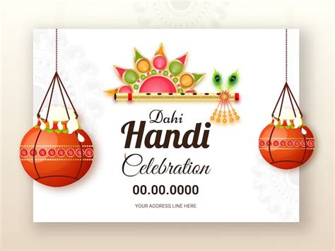 Premium Vector | Dahi handi celebration design decorated