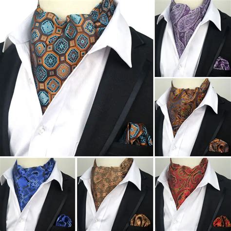 Yishline Vintage Silk Men S Ascot Cravat Tie Handkerchief Set