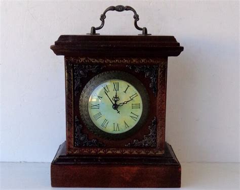 Mantel Clock in Solid Wood and Brass Decorations with Battery - Etsy