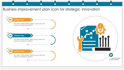 Business Improvement Plan Icon For Strategic Innovation Improvement Plan SS