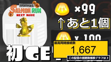 ライブ同時接続数グラフ『【全ステ野良カンスト勢】金ウロコ100個！金シャケのオキモノをgetする配信！【サーモンランnw：スプラトゥーン3