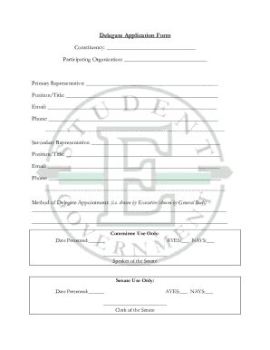 Fillable Online Delegate Application Form Fax Email Print PdfFiller