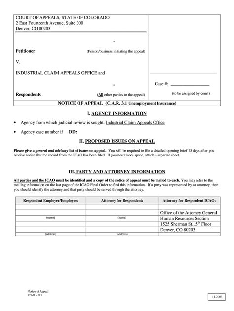 COURT of APPEALS, STATE of COLORADO Colorado Form - Fill Out and Sign ...