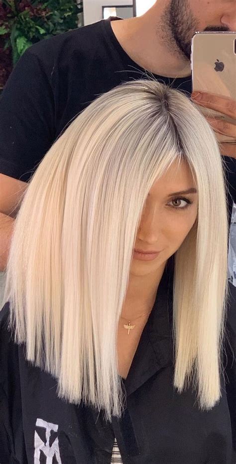 Best Blonde For Medium Length Haircuts Pastel Blonde Sleek Lob I Take You Haircuts