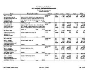 Assessment Roll Town Of Mosinee Marathon County Wisconsin