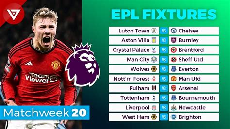 🔴 Epl Fixtures Today Matchweek 20 Premier League 2023 2024 Fixtures