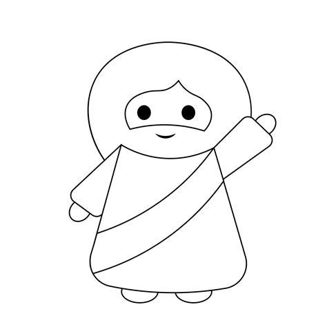 Cute God Jesus Christ Waves His Hand In Black And White 21794483 Vector