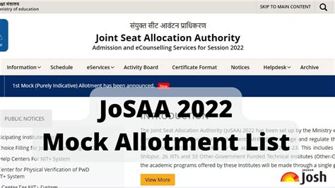 Josaa Counselling 2022 Round 2 Allotment List Tomorrow Check At Josaa