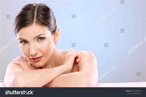 Beautiful Woman Naked Shoulders Sitting White Stock Photo Shutterstock