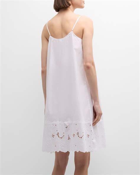 Hanro Clara Floral Embroidered Cotton Chemise Neiman Marcus