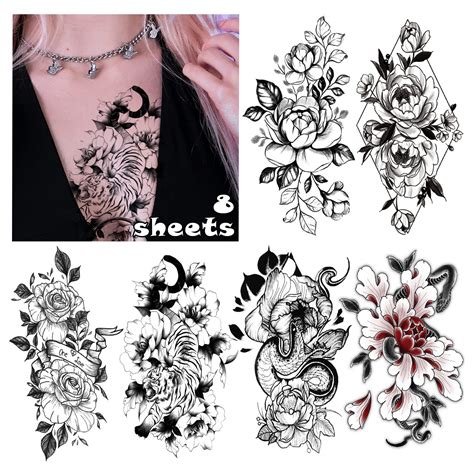 Buy Cerlaza Temporary Tattoos For Women Adults Fake Flower Tattoos Stickers Semi Permanent Half