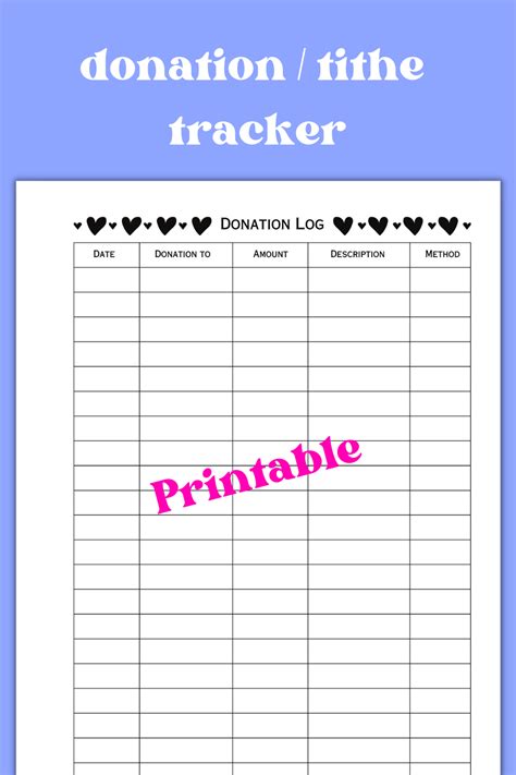 Donation Log Donation Tracker Tithe Log Tithe Tracker Offering