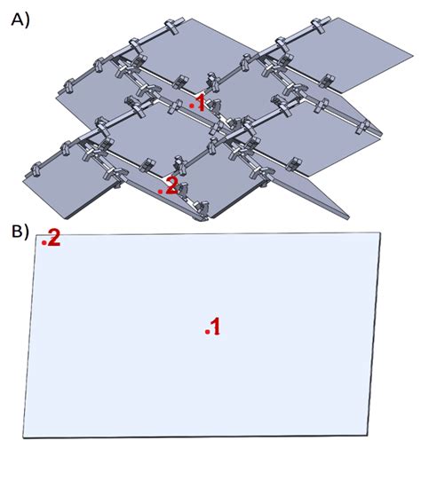 FRF sensor location for the origami assembly and flat panel. | Download ...