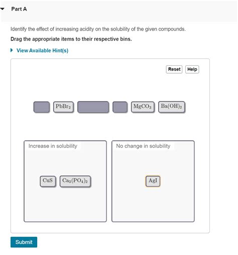 Solved Part A Identify The Effect Of Increasing Acidity On Chegg