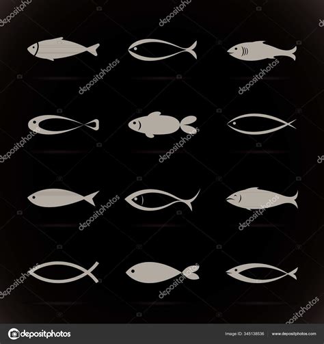 Set Vector Fish Icons White Background Vector Fish Icons Your Stock