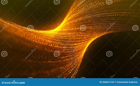 Beautiful Golden Particles Wave Light Abstract Background With Shining