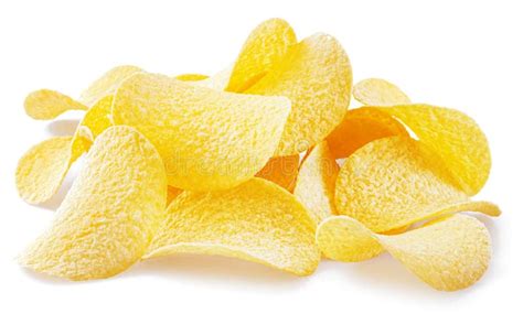 Delicious Potato Chips Isolated On White Background Stock Photo Image