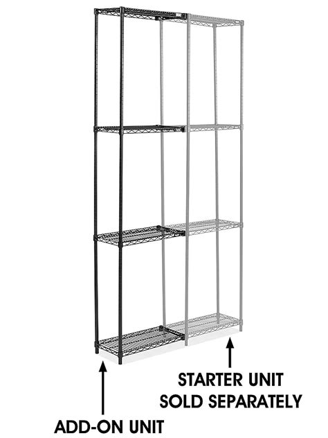 Black Wire Shelving Add-On Unit - 24 x 12 x 96" H-2420-96A - Uline