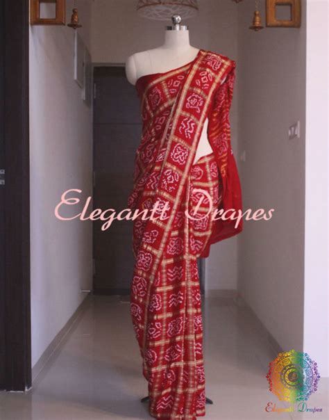 Red Gharchola Pure Gajji Silk Bandhani Saree Elegantt Drapes