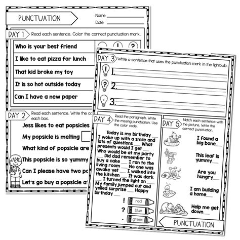 2nd Grade Grammar Worksheets Punctuation Lucky Little Learners