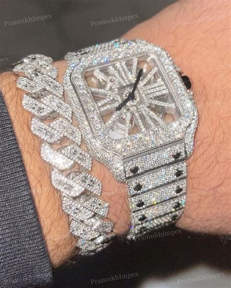 Cartier Skeleton Fully White Iced Out Vvs Moissanite Hip Hop Diamond