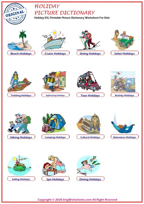 Holiday Printable English Esl Vocabulary Worksheets Engworksheets