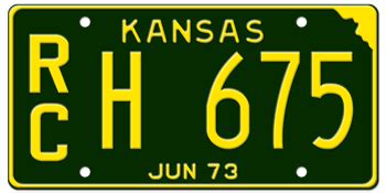 1973 KANSAS STATE LICENSE PLATE--EMBOSSED WITH YOUR CUSTOM NUMBER