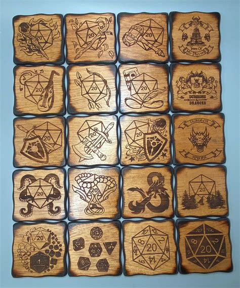 Personalized Wood Dnd Coasters Dungeons And Dragons D20 Etsy