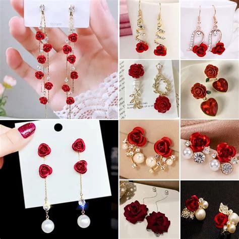 Red Rose Stud Earrings