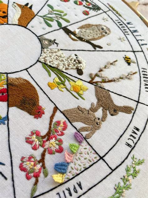 Wheel Of The Year Phenology Wheel Hand Embroidery Mini Kit Calendar