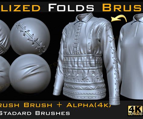 Artstation 80 Stylized Fold And Seam Stitch Brushes And Alpha 4k