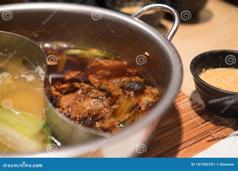 Double Flavor Hot Pot Stock Image Image Of Food Dipping