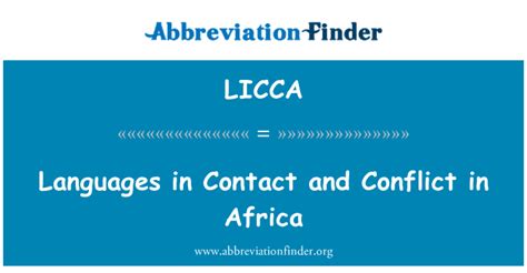 LICCA stands for Languages in Contact and Conflict in Africa ...