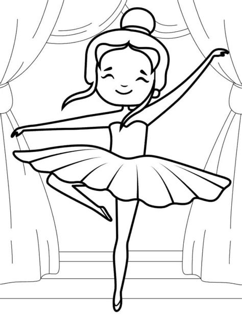 Coloriage Ballerine Souriante Pendant La Performance