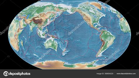 World Map Winkel Tripel Projection Centered 170 West Longitude Colored ...